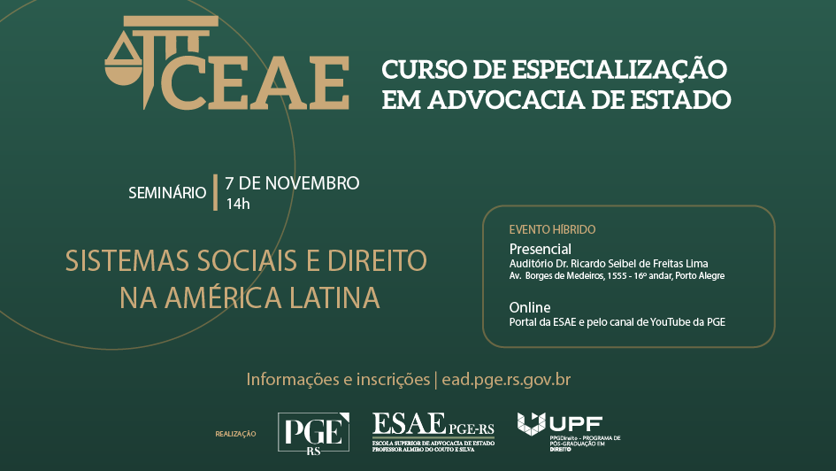 Banner do Seminário sobre Sistemas Sociais e Direito na América Latina