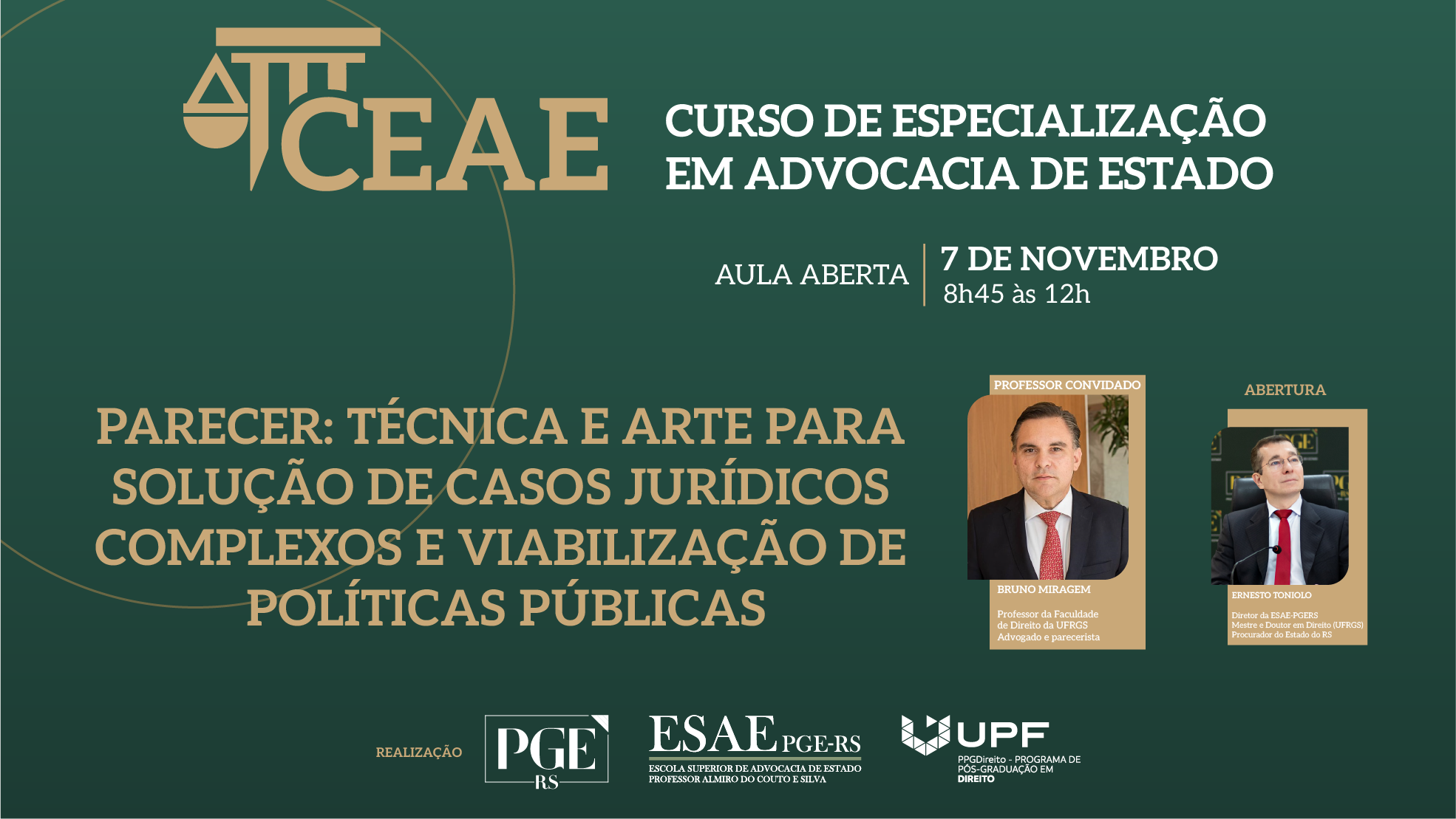 Banner do evento Aula Aberta sobre Parecer