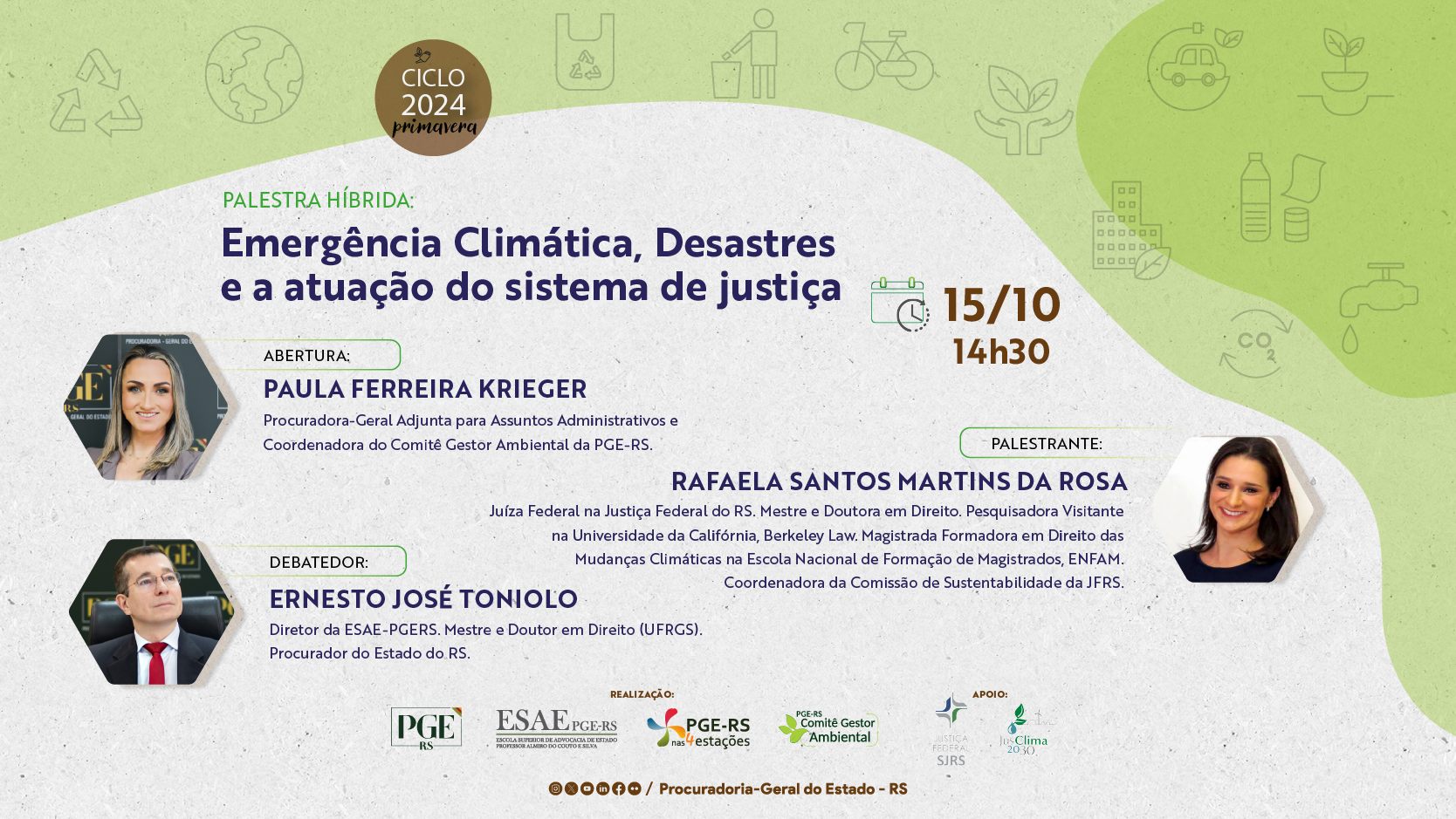 Banner do evento sobre Emergência Climática e o sistema de justiça