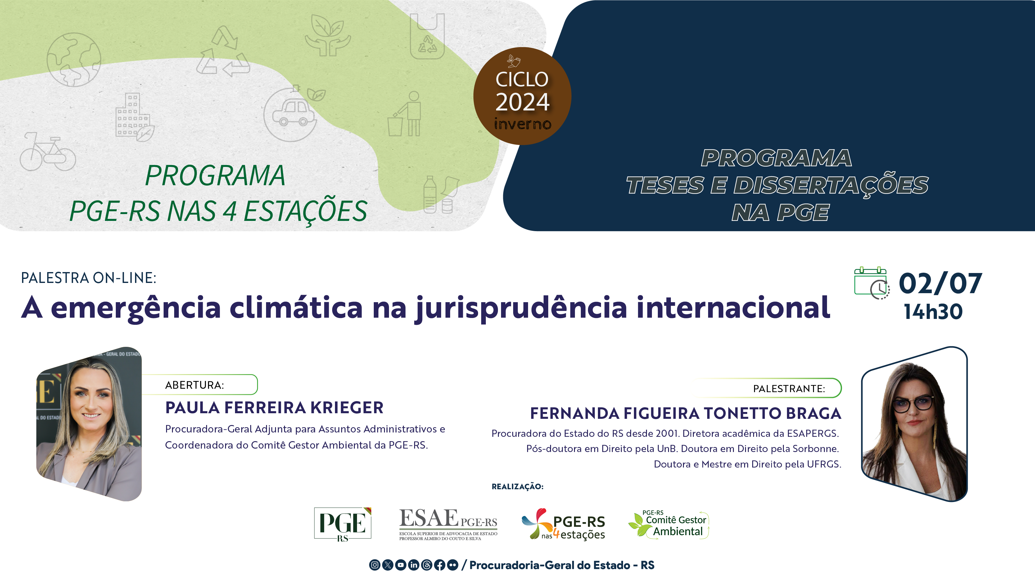 Banner do evento sobre emergência climática na jurisprudência internacional