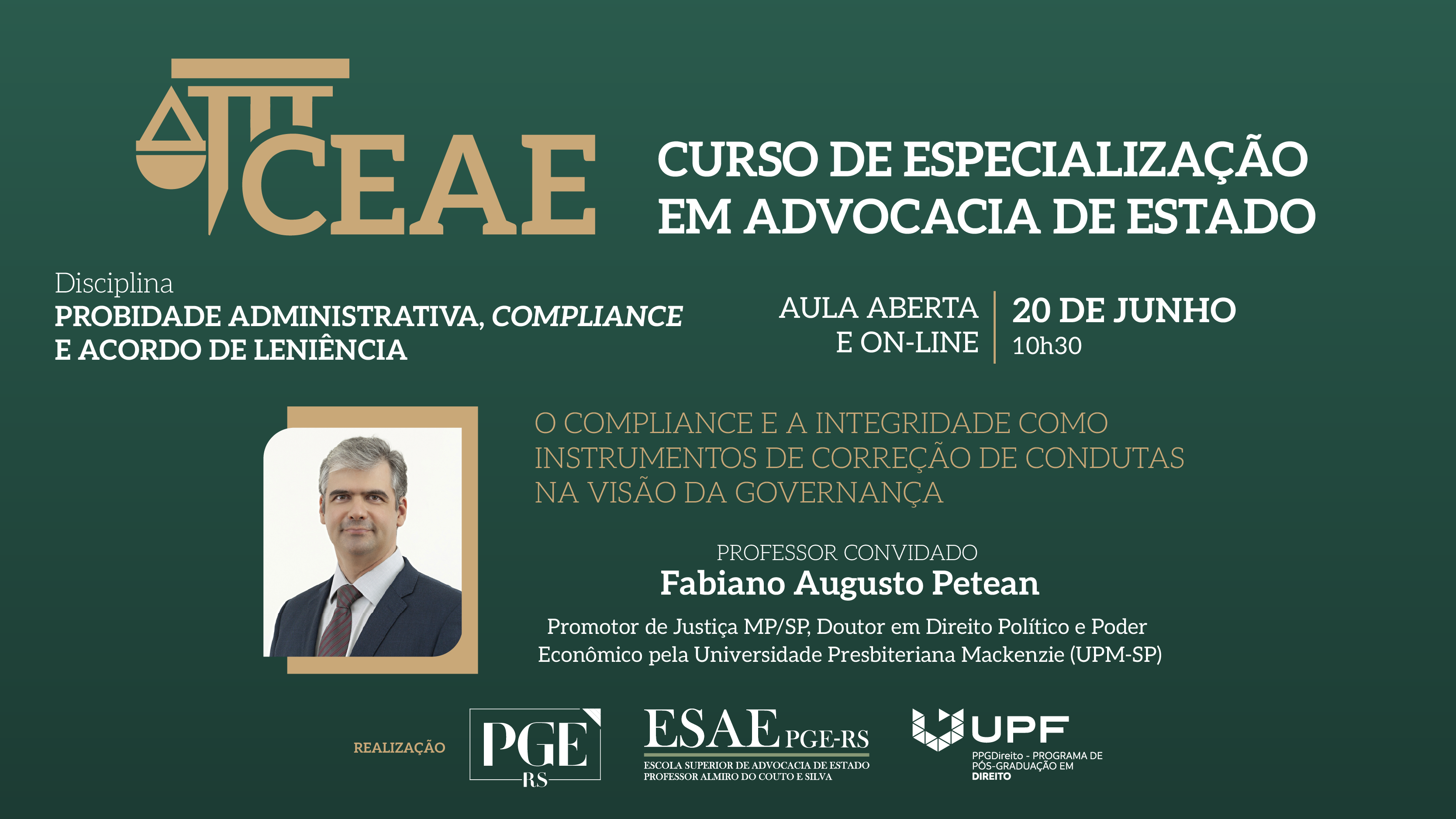 Banner do evento Aula Aberta sobre Compliance e Integridade