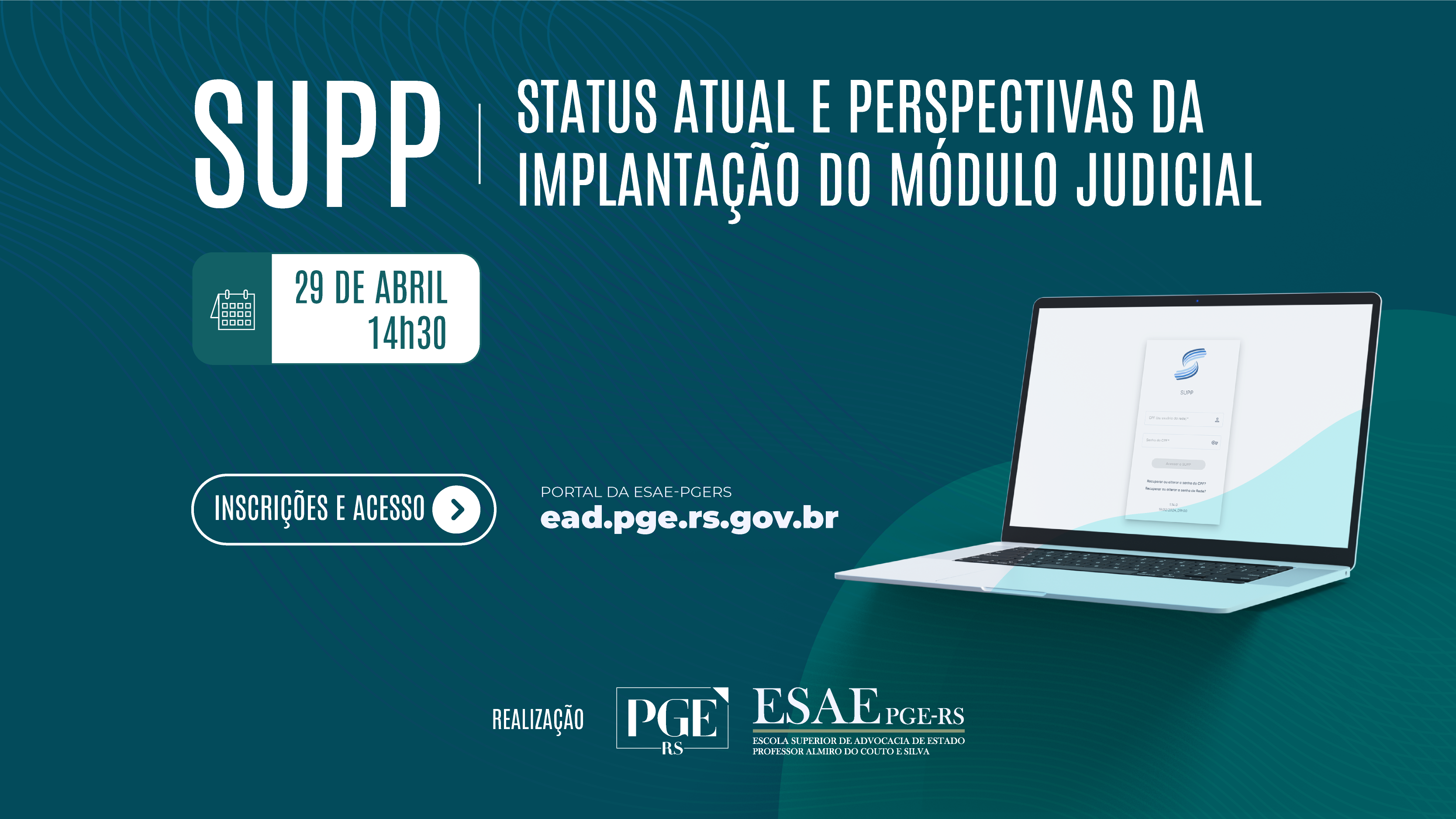 Banner do evento sobre o módulo judicial do SUPP