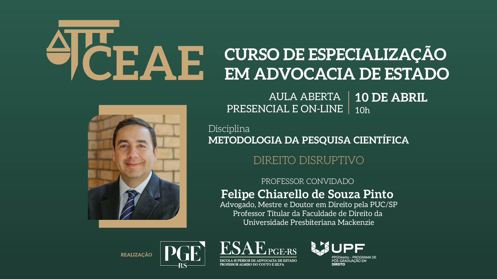 Banner do evento Aula Aberta sobre Direito Disruptivo